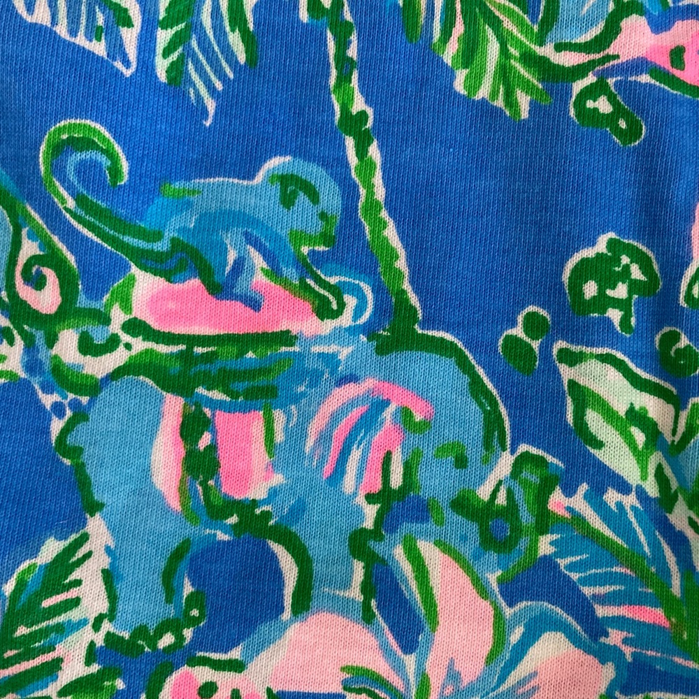 NWT Lilly Pulitzer Blue and Green Floral Tee Shirt Dress - Picture 9 of 10